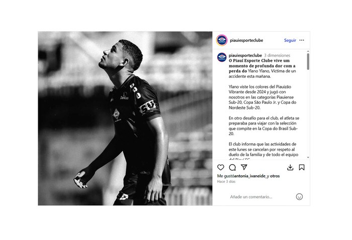 Tragedia en Brasil: joven promesa del fútbol de 20 años muere tras accidente con vaca en Piauí