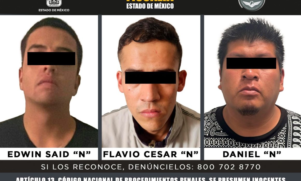 Tres presuntos miembros de la banda 'Los Lagartos' vinculados a secuestros y robos en Tecámac