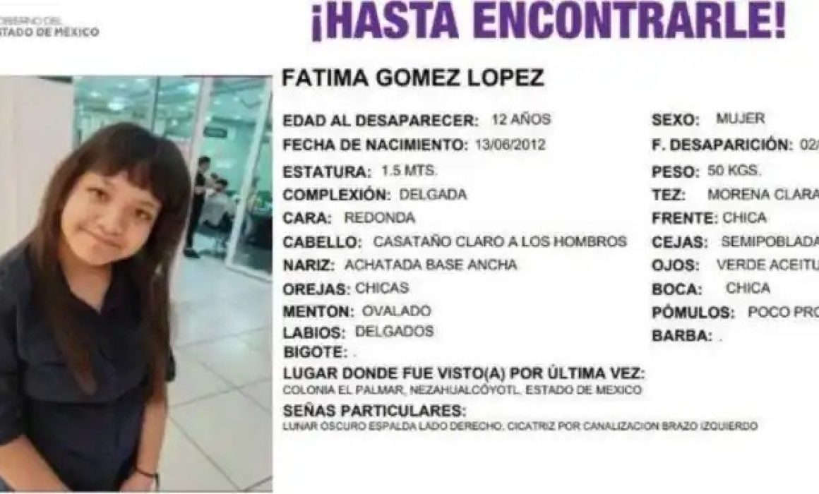 Urgente: Buscan a Fátima Gómez, niña de 12 años desaparecida en Nezahualcóyotl